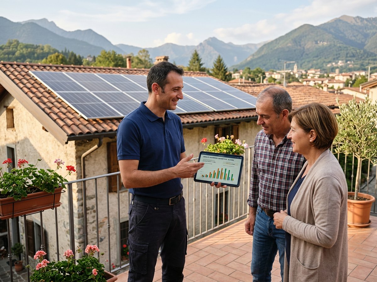 Tecnico SEI durante un sopralluogo per la valutazione di un impianto fotovoltaico residenziale